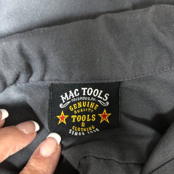 Mac Tools Work Shirt Mens Large Logo Gray Button Up Long Sleeve Workwear - Picture 5 of 8